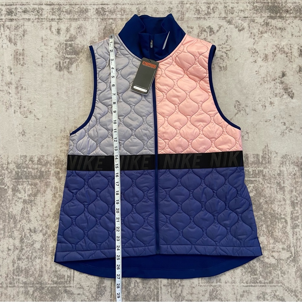 NWT Women’s Nike Aerolayer Quilted‎ Running Vest Pink Grey Navy Size Large - Picture 9 of 16